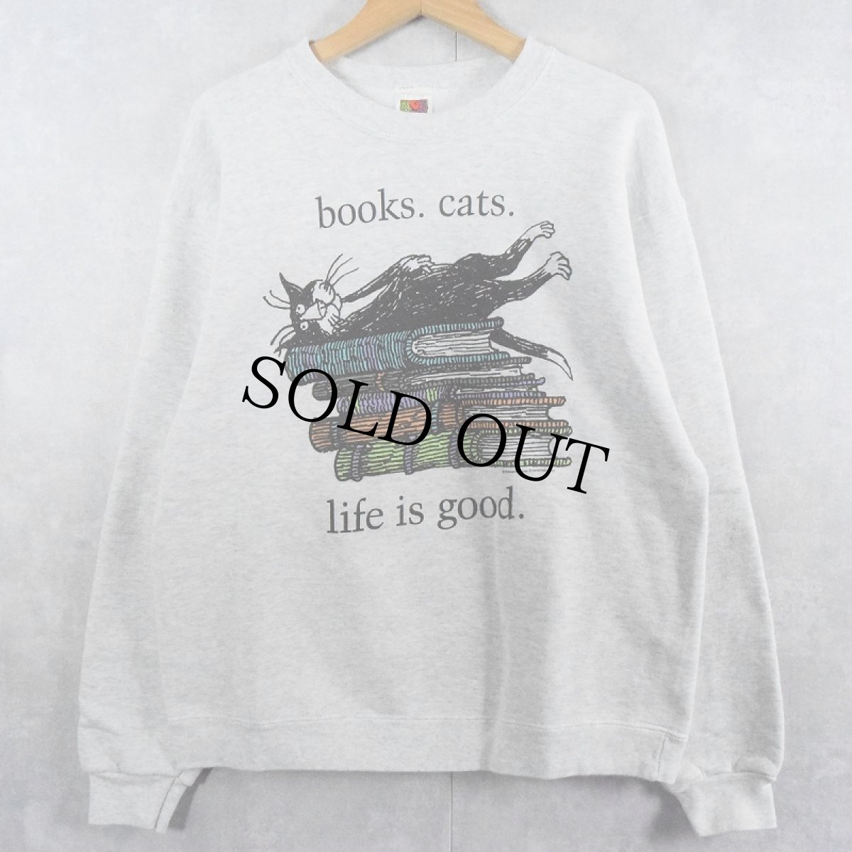 画像1: Edward Gorey "books.cats." イラストプリントスウェット (1)