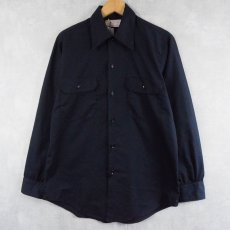 画像2: 70's〜 SUPER TWO-FIFTYS チェーン刺繍パッチ付き ワークシャツ NAVY  (2)