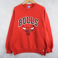 画像1: 90's CHICAGO BULLS USA製 NBAチーム ロゴプリントスウェット XL (1)