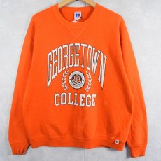 画像1: 90's RUSSELL ATHLETIC USA製 "GEORGETOWN COLLEGE" 前V カレッジプリントスウェット XL (1)