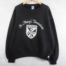 画像1: 90's RUSSELL ATHLETIC USA製 "St. Mary's Dominican" 前V カレッジプリントスウェット BLACK XL (1)