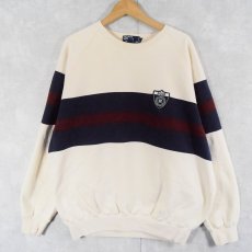 画像1: 90's POLO Ralph Lauren ポリスバッジ ボーダー柄スウェット XL (1)