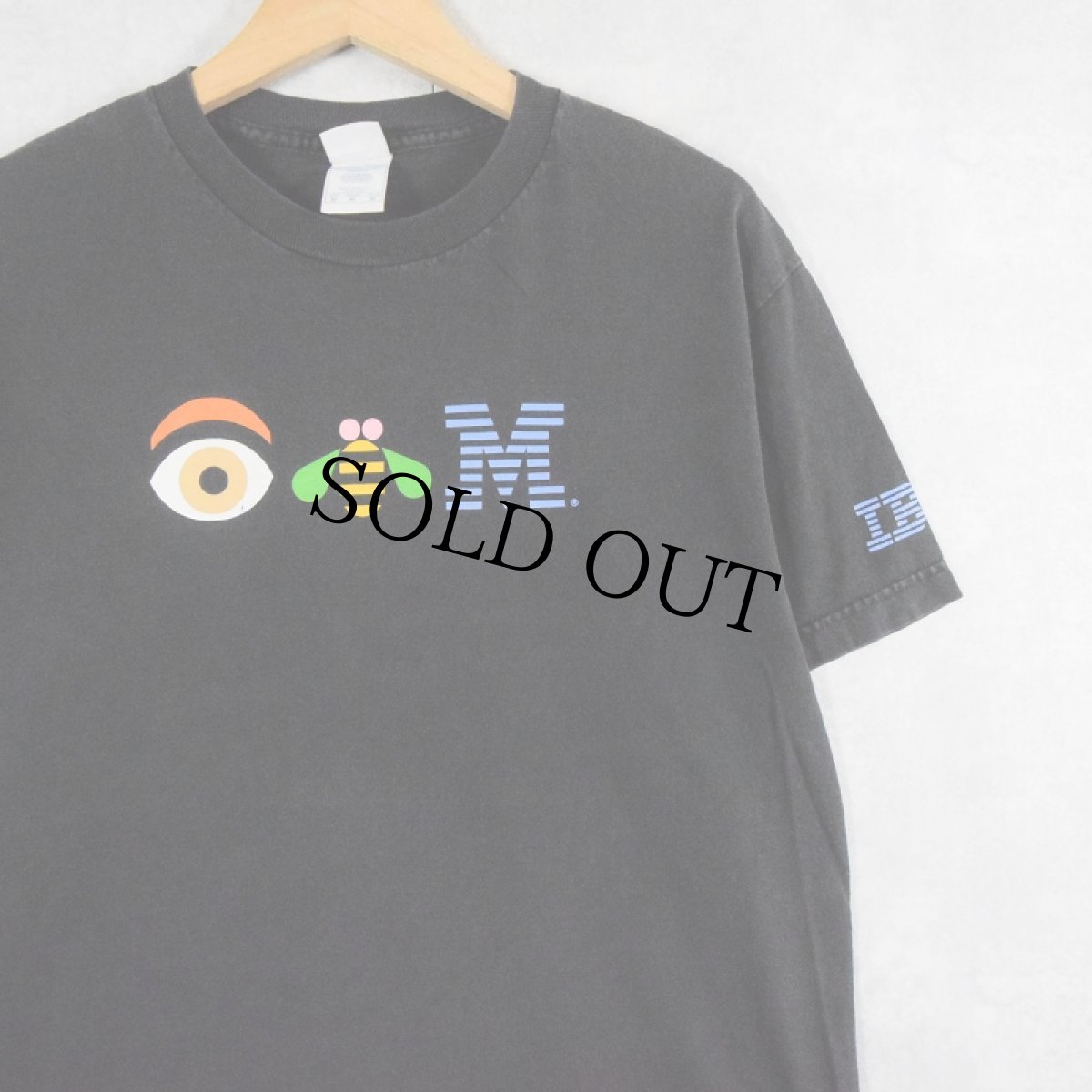 画像1: IBM コンピューター企業 ロゴプリントTシャツ BLACK M (1)