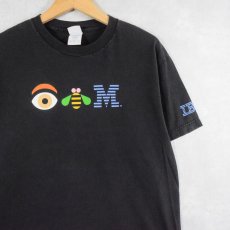 画像1: IBM コンピューター企業 ロゴプリントTシャツ BLACK M (1)