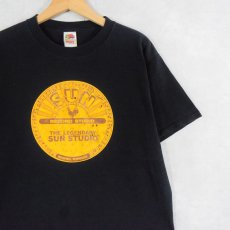 画像1: SUN RECORDS レコードレーベル プリントTシャツ BLACK L (1)