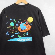 画像1: 90's COMPAQ "Journey Ahead" コンピューター企業プリントTシャツ BLACK XL (1)