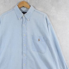 画像1: Ralph Lauren "BIG SHIRT" ロゴ刺繍 ボタンダウン シャンブレーシャツ L (1)