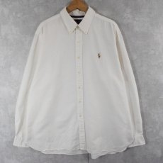 画像1: Ralph Lauren "CLASSIC FIT" ロゴ刺繡 マチ付き コットンボタンダウンシャツ XXL (1)