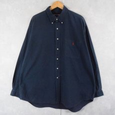 画像1: Ralph Lauren "BIG SHIRT" ロゴ刺繡 コットンボタンダウンシャツ NAVY XL (1)