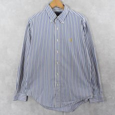 画像1: Ralph Lauren "CUSTOM FIT" ストライプ柄 コットンボタンダウンシャツ M (1)