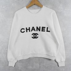 画像1: 90's ブート CHANEL ロゴプリントスウェット (1)