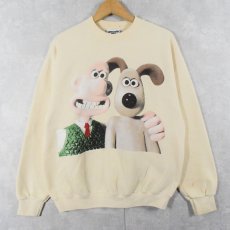 画像1: 90's WALLACE & GROMIT USA製 アニメキャラクタープリントスウェット M (1)