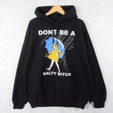 画像1: Morton Salt "DONT BE A SALTY BITCH" 塩メーカープリントスウェットフーディー BLACK L (1)