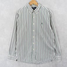 画像1: POLO Ralph Lauren "CUSTOM FIT" マルチストライプ柄 コットンボタンダウンシャツ L (1)