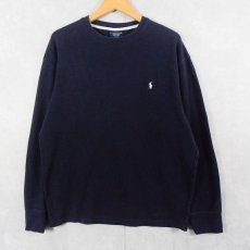 画像1: POLO Ralph Luren ロゴ刺繍 サーマルロンT NAVY XL (1)