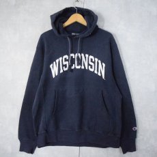 画像1: 2000's Champion REVERSE WEAVE "WISCONSIN" スウェットフーディー NAVY M (1)