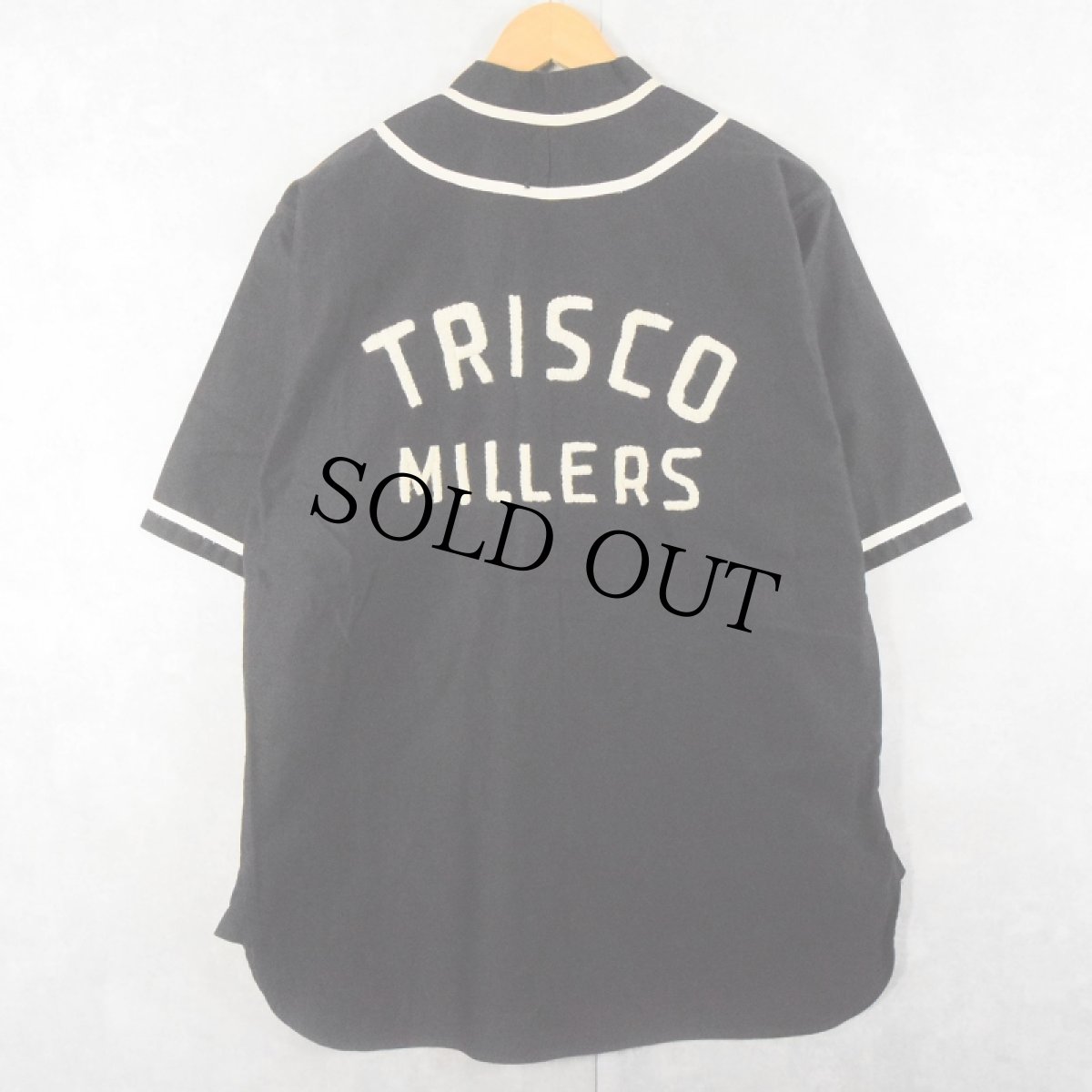 画像1: ?40~50's WILTON ATHLETIC WEAR "TRISCO MILLERS" ベースボールシャツ BLACK (1)