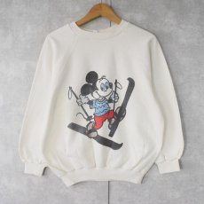 画像1: 〜80's FRANCE製 MICKEY MOUSE キャラクタープリントラグランスウェット (1)