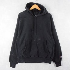 画像1: 2000's Champion REVERSE WEAVE スウェットフーディー 目無し BLACK M (1)