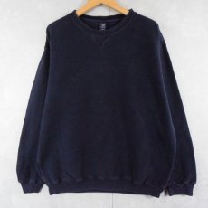 画像1: LANDS' END USA製 前V パイルスウェット NAVY L (1)