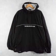 画像1: UMBRO ロゴ刺繍 ナイロンアノラックパーカー BLACK XXL (1)