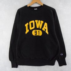 画像1: 90's〜 Champion REVERSE WEAVE "IOWA" プリントスウェット BLACK L (1)