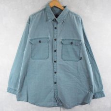 画像1: 2000's Patagonia ORGANIC COTTON エルボーパッチ付き コットンワークシャツ XXL (1)