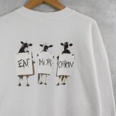 画像2: 90's Chick-fil-A USA製 "EAT MOR CHIKIN" ファーストフードチェーンプリントスウェット L (2)