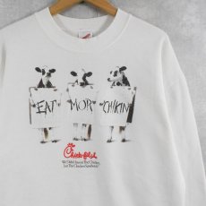 画像1: 90's Chick-fil-A USA製 "EAT MOR CHIKIN" ファーストフードチェーンプリントスウェット L (1)