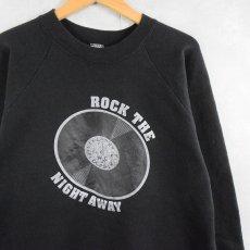 画像1: 90's USA製 "ROCK THE NIGHT AWAY" プリントスウェット BLACK XL (1)