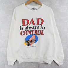 画像1: 90's Lee USA製 "DAD is always in CONTROL" シュールイラストプリントスウェット XL (1)