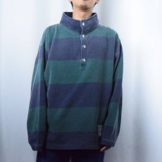 画像2: 90's GAP ファットボーダー柄 ハーフスナップスウェット XL (2)