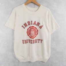 画像1: 80's Champion USA製 "INDIANA UNIVERSITY" フロッキープリント 半袖スウェット XL (1)