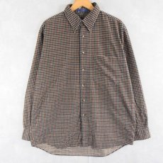 画像1: PENDLETON チェック柄 コーデュロイボタンダウンシャツ L (1)