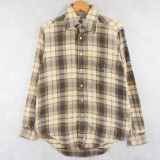 画像1: 70's CHRLIE BROWN SHIRTMAKERS USA製 チェック柄 ライトネルシャツ M (1)