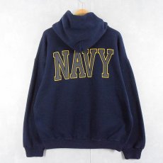 画像2: 90's SOFFE USA製 "U.S.NAVY" リフレクタープリントスウェットフーディー NAVY L (2)