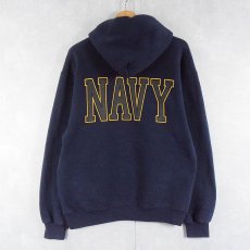 画像2: 90's SOFFE USA製 "U.S.NAVY" リフレクタープリントスウェットフーディー NAVY M (2)