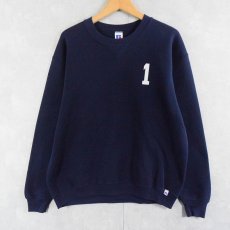 画像2: 80's RUSSELL ATHLETIC USA製 "CLAN ALUMNI F.C." 前V プリントスウェット NAVY L (2)