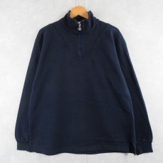 画像1: 2000's Champion USA製 ハーフジップスウェット NAVY L (1)