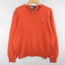 画像1: POLO Ralph Lauren ロゴ刺繍 コットンニットセーター L (1)