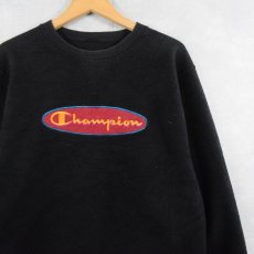 画像1: 90's Champion USA製 前V イレギュラー刺繍 スウェット BLACK M (1)