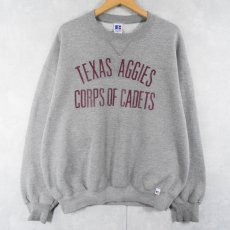 画像1: 90's RUSSELL ATHLETIC USA製 "TEXAS AGGIES CORPS OF CADETS" 前V プリントスウェット XL (1)