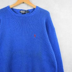 画像1: POLO Ralph Lauren ロゴ刺繍 コットンニットセーター M (1)