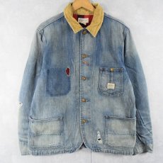 画像1: Ralph Lauren DENIM&SUPPLY チェック柄ライナー デニムカバーオール L (1)