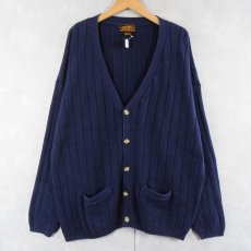 画像1: 90's Eddie Bauer コットンニットカーディガン NAVY XL (1)