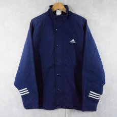 画像1: 90's adidas ロゴ刺繍 コットン×ナイロン ジャケット NAVY M (1)