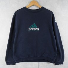 画像1: 90's adidas EQUIPMENT ロゴ刺繍スウェット NAVY S (1)