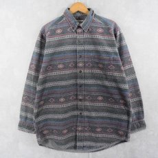 画像1: 80〜90's L.L.Bean ネイティブ柄 シャモアクロス ボタンダウンシャツ  (1)