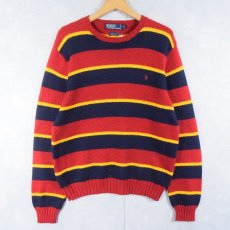 画像1: POLO Ralph Lauren ボーダー柄 コットンニットセーター M (1)