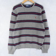 画像1: POLO Ralph Lauren ボーダー柄 コットンニットセーター S (1)